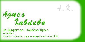 agnes kabdebo business card